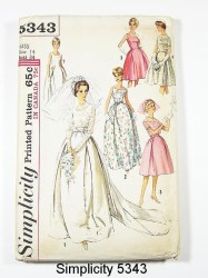 5343 '63 BRIDES/ MAID DRESS, DETACH TRAIN, JACKET PATTERN 12, 14